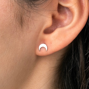 6pcs Stainless Steel Tiny Moon Earrings, Tiny Moon Studs, Earring Posts, Geometric Earrings, Laser Cut Jewelry Making Supplies STL-3675