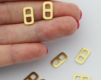 6 st rektangulära länkkopplingar i rå mässing, örhängeskopplingar, mässingskopplingar smyckestillverkning, mässingsfynd, gör-det-själv smyckestillbehör RW-2343