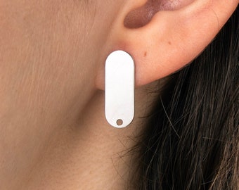 6pcs Stainless Steel Earring Stud, Steel Oval Earring Post, Oval Stud, Earring Posts, Steel Connector Earring, Jewelry Supplies STL-3473