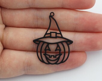 Black Pumpkin Charm, Pumpkin Pendant, Halloween Charms, Jack O Lantern Charm Steel Findings Earring Charms Jewelry Making Supplies P-1556