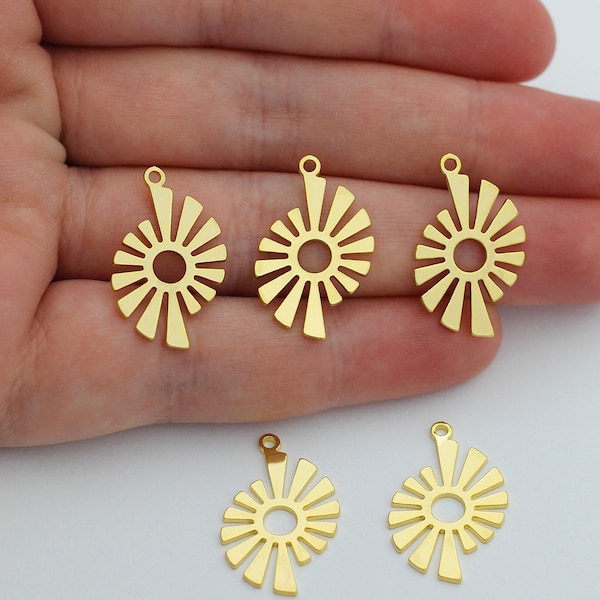 15x24mm 24k Gold Sun Charm, Sunshine Charm for Jewelry Making, Laser Cut Brass Earring Necklace Charms, Jewelry Connectors GLD-2028