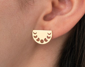 6pcs tachuelas de luna de latón crudo, pendientes de luna semicírculo, pendientes de fase lunar, pendientes de media luna de latón, suministros de hallazgos de pendientes RW-1647