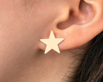 6pcs Raw Brass Star Earrings, Brass Stud Earrings, Star Stud Earrings, Laser Cut Supplies for Jewelry Making, Wholesale Earrings RW-1670