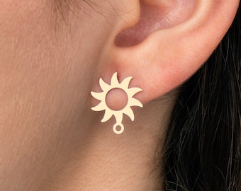 6pcs Raw Brass Sun Earrings, Sun Stud Earrings, Simple Studs, Earring Findings, Tiny Sun Studs Earrings Post Jewelry Supplies RW-1651