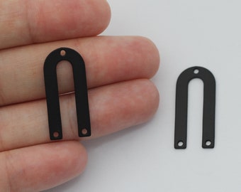 Black Plated Earring Connector, U Shaped 3 Hole Connector Charm, Laser Cut Jewelry Making Supplies, Jewellery Parts Components P-1099