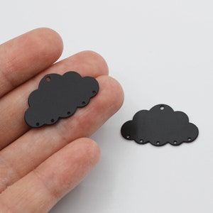 2pcs Black Plated Cloud Charm, Stainless Steel Earring Connector, Laser Cut Jewelry Making Supplies, Surgical Steel Jewelry Findings P-1139