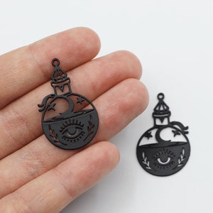 Black Bottle Charm, Magic Bottle Charm, Mystical Witchcraft Witchy Celestial Charm, DIY Charms Findings, Laser Cut Jewelry Supplies P-1340