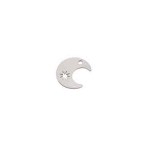 6pcs Stainless Steel Tiny Moon and Star Charm, Steel Crescent Moon Charm, Jewelry Making Supplies, Laser Cut Earring Charms STL-4048