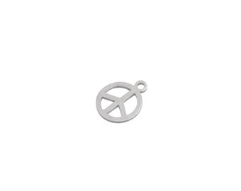 10x16mm Stainless Steel Peace Sign Charm, Hippie Charms, Peace Pendant, Bracelet Charms, Laser Cut Jewelry Making Supplies STL-4031