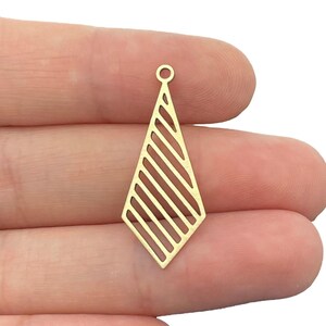 13x31mm Brass Rhombus Charm, Geometric Earring Charms, Open Rhombus Link Connector, Earring Parts, Laser Cut Jewelry Supplies RW-2221