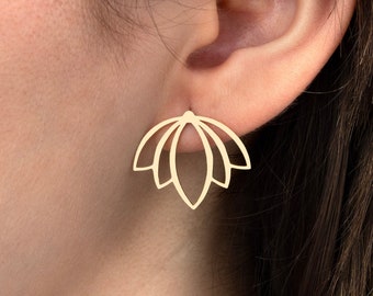 6pcs Raw Brass Lotus Earrings, Brass  Earrings, Lotus Stud Earrings, Brass Stud Earrings, Jewelry Making Supplies, Earring Findings RW-1638