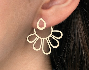 Raw Brass Flower Earrings, Floral Stud Earrings, Brass Stud Earrings, Brass Earrings Findings, Jewelry Making Supplies RW-1706