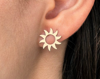 6pcs Raw Brass Sun Earrings, Sun Stud Earrings, Simple Studs, Earring Findings, Tiny Sun Studs Earrings Post Jewelry Supplies RW-1652