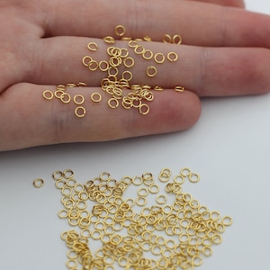 100 Pcs 0.5x3mm 24k Shiny Gold Plated Jump Ring, Open Jump Ring, Gold Connector, Bulk Jump Ring, Tiny Jump Ring, Gold Plated Findings