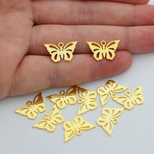 24K Real Gold Plated Tiny Butterfly Charm, Butterfly Pendant, Laser Cut Butterfly Necklace Charm, Laser Cut Jewelry Supplies GLD-1270