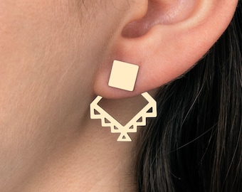 Pendientes cuadrados de latón 6x, pendientes geométricos, pendientes geométricos, pendientes de latón, hallazgos de joyería cortada con láser RW-1705