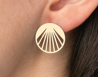 Brass Sun Stud Earrings, Raw Brass Sun Earrings, Celestial Earrings, Simple Studs, Earring Findings, Earrings Post RW-1688