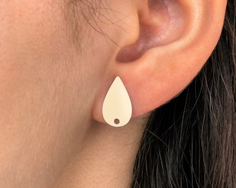 6pcs Raw Brass Teardrop Earrings, Brass Drop Earring Post, Drop Stud, Earring Posts, Brass Stud Earrings, Jewelry Supplies RW-1661