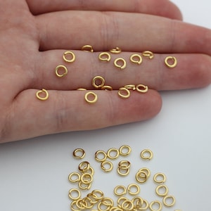 50 Pcs 5mm 24K  Shiny Gold Plated Jump Rings, Open Jump Rings, Gold Plated Connector, Bulk Jump Ring, Jewelry Making Supplies