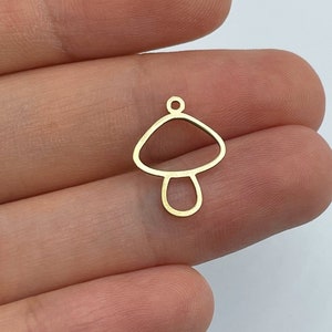 10pcs Raw Brass Connector, Mushroom Charm Pendant, Brass Connectors for Jewelry Making, Raw Brass Earring Charms, Jewelry Supplies RW-1532