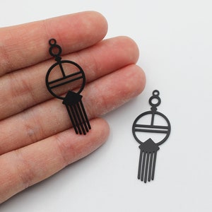 16x41mm Black Plated Geometric Earring Charms, Geometric Bar Charm, Black Earring Supplies, Laser Cut Jewelry Making Supplies P-1981