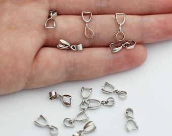 2 Connettori Per Ciondoli In Argento Sterling 925 - Conchiglia Con Chiusura Pinch - 16x3mm, Foro 0.8mm, Nuovi In Confezione