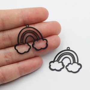 Black Plated Rainbow Charm Pendant, Clouds Arch Pendant, Geometric Rainbow Earring Charm, Jewelry Making Supplies Findings P-1064