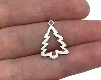 Kleiner kleiner Weihnachtsbaum-Charm aus Edelstahl, Weihnachts-Charms zur Schmuckherstellung, Urlaubsschmuck, lasergeschnittener Schmuck STL-4101