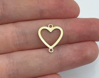 10pcs Raw Brass Heart Charm, Minimalist Brass Laser Earring Pendant, Brass Hardware, Earring Connectors, Jewelry Making Accessories RW-1866