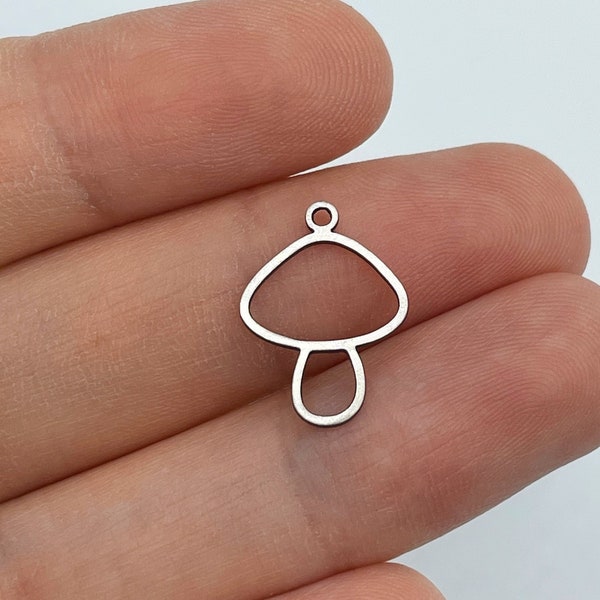 10pcs Connecteur en acier inoxydable, Pendentif de charme de champignon, Connecteurs en acier pour la fabrication de bijoux, Charms de boucles d’oreilles, Fournitures de bijoux STL-3532