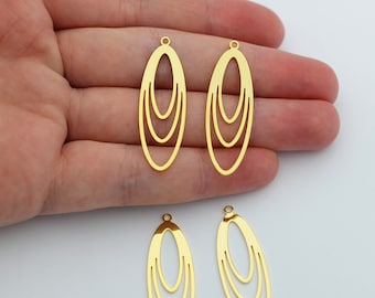 25 x 20 mm 4 ループ楕円コネクタ スタンピング、格子模様の楕円