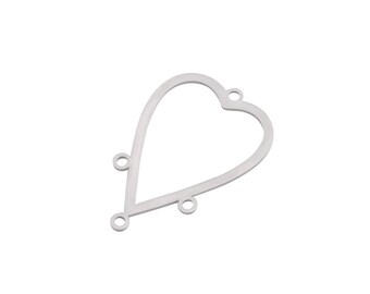 Connecteur coeur en acier inoxydable, Connecteur coeur, Connecteurs de boucle d'oreille en acier, Accessoires pour fabrication de bijoux découpés au laser STL-4009