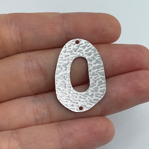 6pcs Stainless Steel Oval Charm, Hammered Stainless Steel Earring Connector, Laser Cut Jewelry Making Supplies, Jewelry Components HS-1813