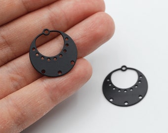 2pcs Black Plated Steel Earring Connector, Steel Earring Charms for Jewelry Making, 3 Holes Connector, Steel Earring Connectors P-1436