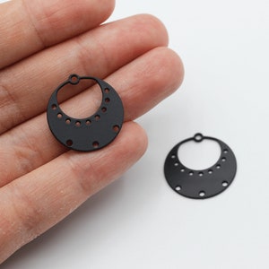 2pcs Black Plated Steel Earring Connector, Steel Earring Charms for Jewelry Making, 3 Holes Connector, Steel Earring Connectors P-1436