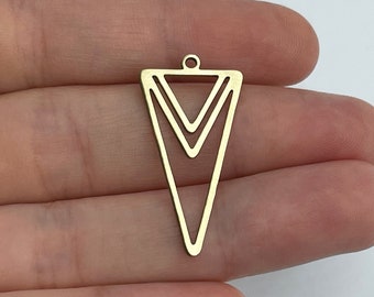 6 Stück Rohmessing Dreieck Stecker, Geometrische Ohrring Charme, Laser geschnitten Messing Ohrring Charme, Messing Schmuckherstellung Lieferungen RW-1803