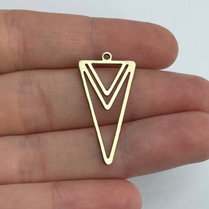 6pcs Raw Brass Triangle Connector, Geometric Earring Charm, Laser Cut Brass Earring Charms, Brass Jewelry Making Supplies RW-1803