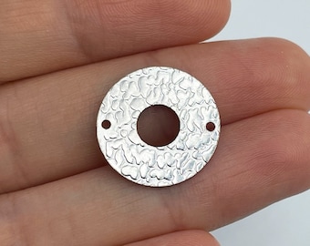 6pcs Hammered Stainless Steel Round Connector Charm, Round Links, 2 Hole Earring Connectors, Earring Findings, Jewelry Supplies HS-3204