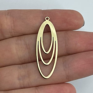 6pcs Raw Brass Oval Connector, Oval Link Connector, Oval Ring Charm, Brass Connector Earring Charm Laser Cut Jewelry Making Supplies RW-1590