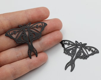 35x44mm Black Plated Butterfly Charm, Crescent Moon Moth Charm, Earring Charms Findings, Stainless Steel Jewelry Making Supplies  P-1935