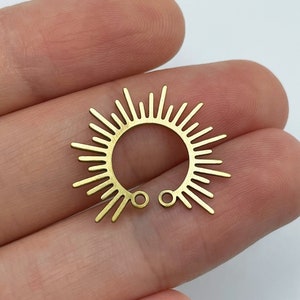 2pcs Raw Brass Sun Connector, Sun Earring Connector,  Brass Connectors, Sun Charm, Sun Pendant, Laser Cut Jewelry Making Supplies RW-1443