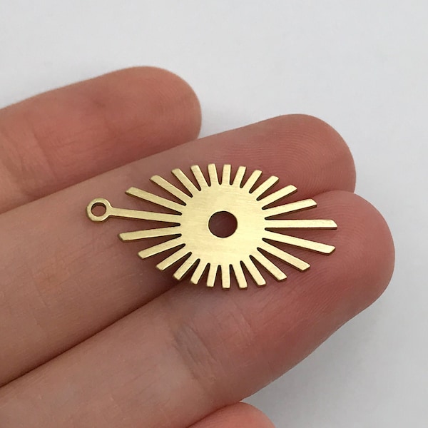 2pcs Raw Brass Sun Connector, Brass Connector for Jewelry Making, Sun Charm Pendant, Eye Shaped Charm, Laser Cut Jewelry Supplies RW-1385