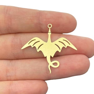 33x36mm Raw Brass Dragon Charm, Dragon Pendant, Brass Earring Charms, Animal Charms, Laser Cut Jewelry Making Supplies Findings RW-2192