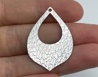 2 breloques en acier inoxydable martelé, accessoires de boucles d'oreilles, pendentif de boucle d'oreille, breloques en acier, connecteurs de boucles d'oreilles, fournitures pour bijoux HS-3482