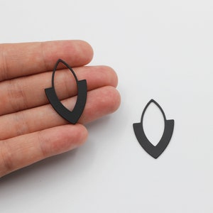 Black Plated Geometric Earring Connector, Almond Shaped Earring Connector Charm Pendant, Laser Cut Stainless Steel Earring Findings  P-1119
