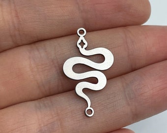 6pcs Stainless Steel Snake Charm, Steel Charms, Snake Pendant, Earring Charms, Serpent Charm, Laser Cut Jewelry Making Supplies STL-3582