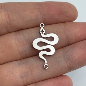 6pcs Stainless Steel Snake Charm, Steel Charms, Snake Pendant, Earring Charms, Serpent Charm, Laser Cut Jewelry Making Supplies STL-3582