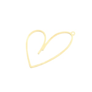 Raw Brass Heart Charm, Hollow Heart Charm Pendant, Brass Jewelry Making Accessories, Laser Cut Earring Necklace Charms RW-2012