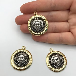 Gold and Silver Plated Cameo Medusa Necklace Pendant, Ancient Medusa Coin Charm, Greek Mythology Jewelry MD-1011