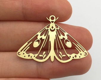 2pcs Raw Brass Butterfly Charm, Celestial Butterfly Pendant, Moth Charm, Mystical Charms for Jewelry Making, Jewelry Supplies RW-1288